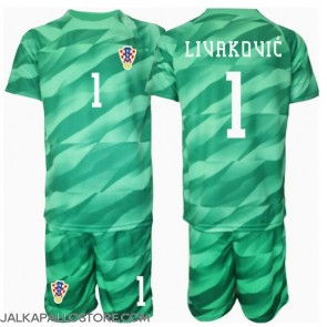Kroatia Dominik Livakovic #1 Maalivahti Vieraspaita Lapsille EM-Kisat 2024 Lyhythihainen (+ shortsit)